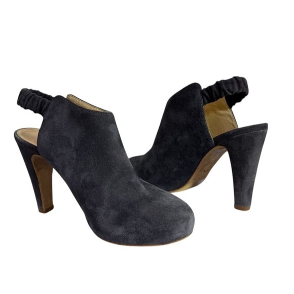 See by Chloe Dark Gray Suede Sabot Slingback Heels Booties $315 Sz EU 37.5, US 7 - Picture 1 of 9